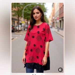 Red and Black Polka Dot Tunic